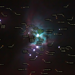 Orion Nebula - Core Details & Trapezium - Charted