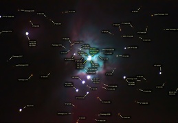 Orion Nebula - Core Details & Trapezium - Charted